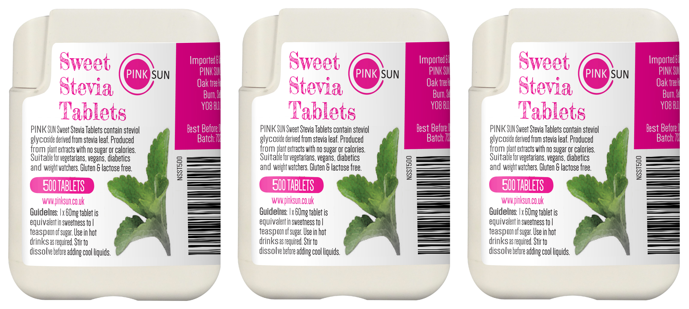 Stevia Tablets 3 x 500 1500 Tabs Steviol Natural Sweetener Diabetic